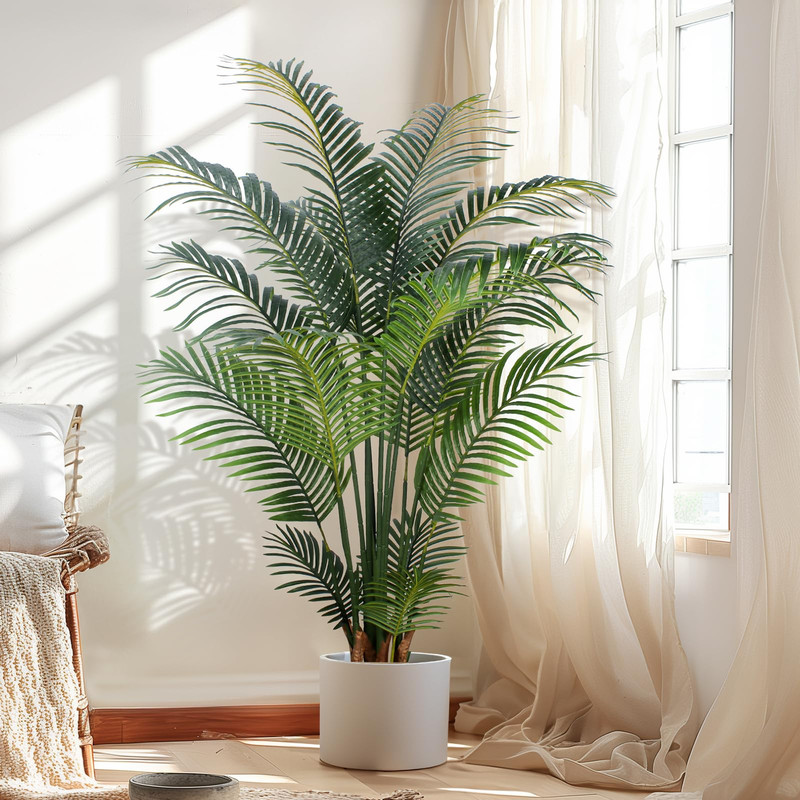 Yepdin Artificial Tropical Palm Plant – 5 Ft Artificial Tree Plastic Pot For