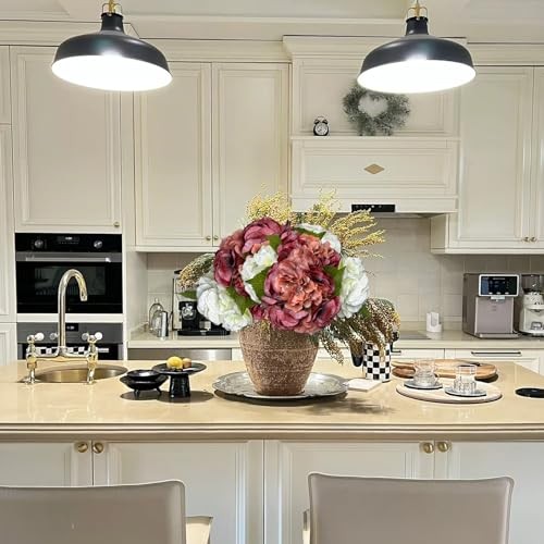 3 Pcs Hydrangea Artificial Flower 21'' Real Touch Big Bloom Rust Red gallery