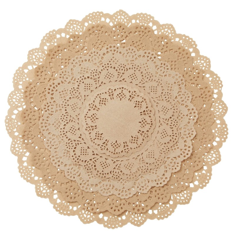 Juvale Brown Paper Doilies - 5 Sizes 4, 6.5, 8.5, 5 Different Sizes, gallery