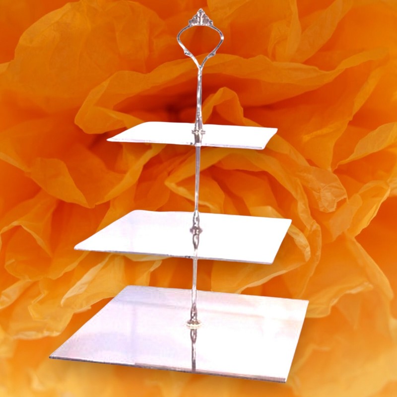 Three Tier Square Shaped Cake / High Tea Stands - Many colour choices gallery