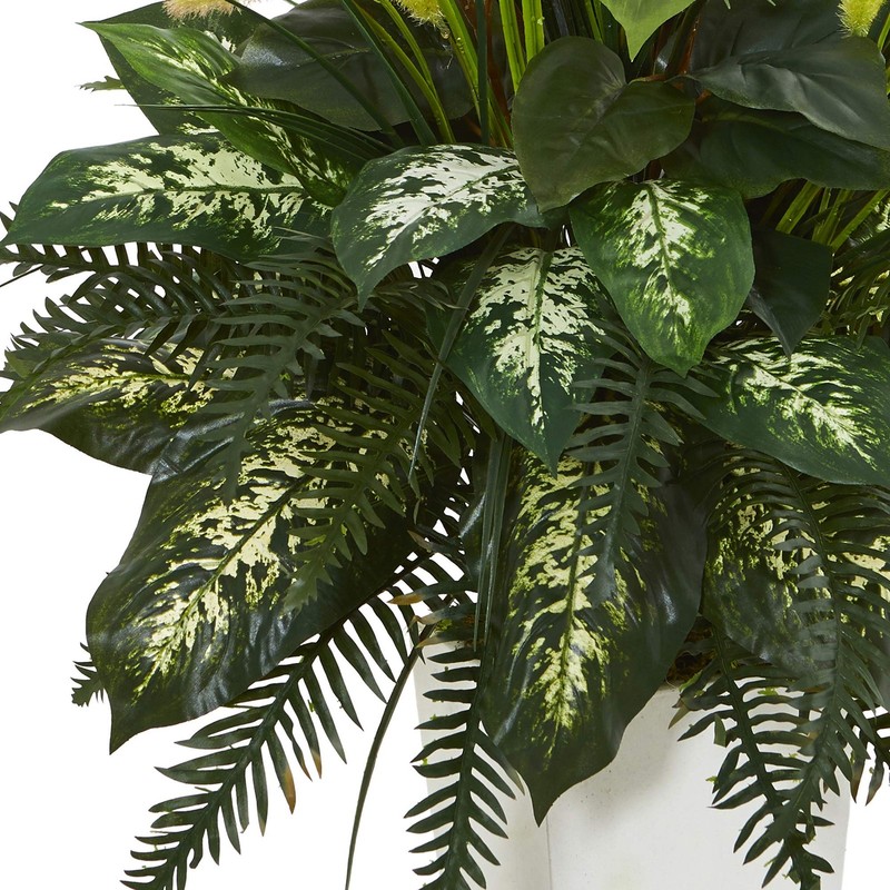 Nearly Natural Artificial White Mixed River Fern And Dogtail Plant Tower gallery