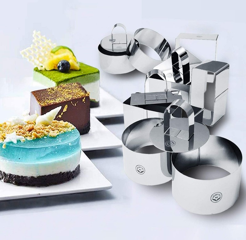 NewlineNY Stainless Steel Dessert Rings (12 Pcs) Round Square Rectangular App... gallery