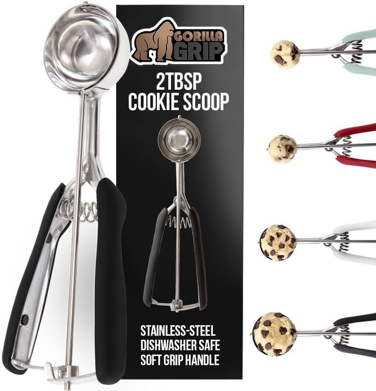 GORILLA GRIP Stainless Steel Cookie Scoop, 2 TBSP, Multipurpose 2 Black