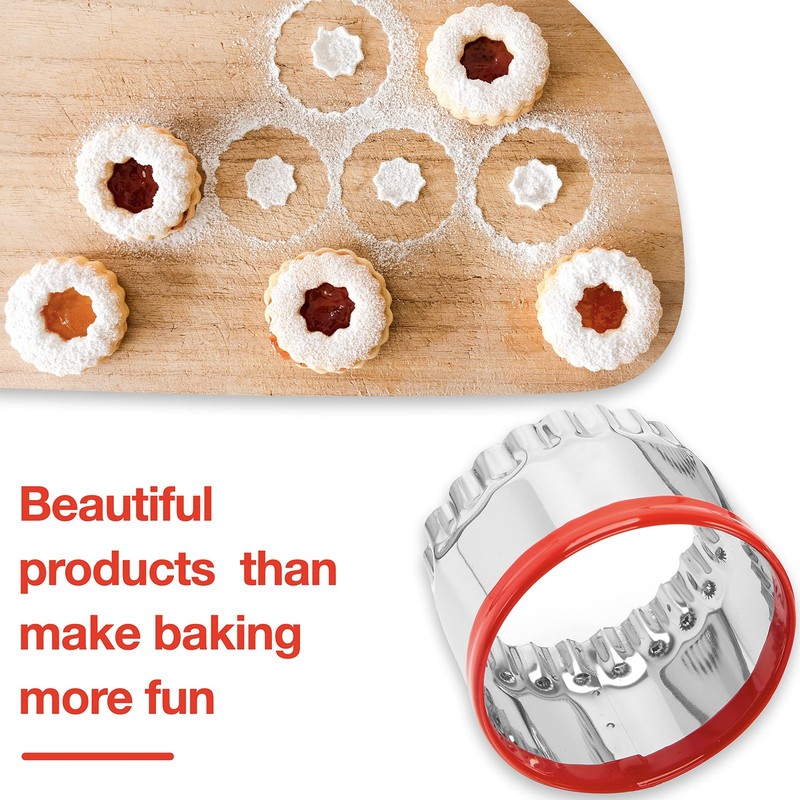Large Biscuit Cutter 5", Fluted Round Cookie Cutter for Baking, Scalloped Coo... gallery