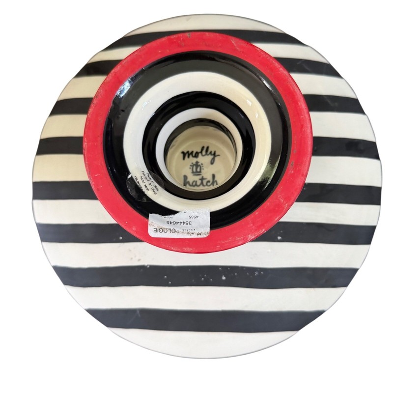 Anthropologie Molly Hatch Felicitations Cake Dessert Stand Red Black Ceramic gallery
