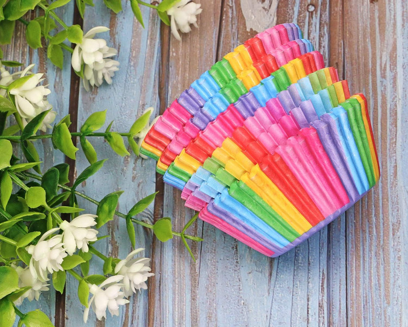 100Pcs Standard Size Paper Baking Cups Rainbow Cupcake Liners for Wedding Birthd gallery