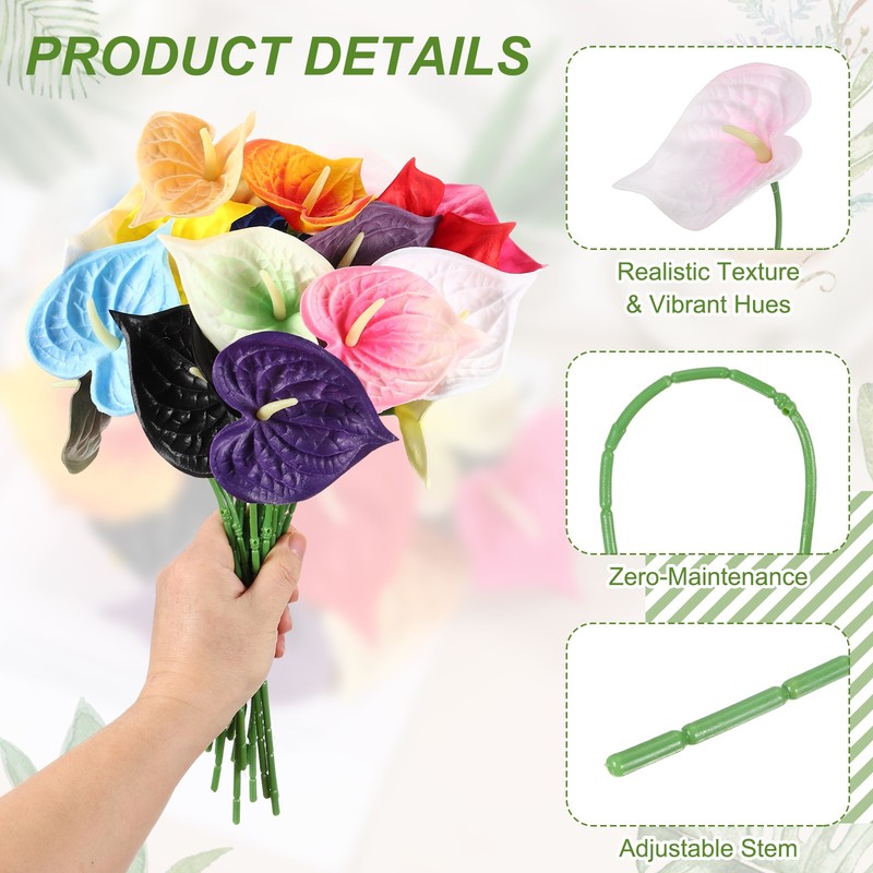8Pcs 11inch Artificial Anthurium Flowers, Light Pink gallery