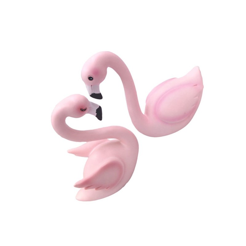 2 Pcs Garden Flamingos Figurines Ornaments Cake Topper Animal Toppers