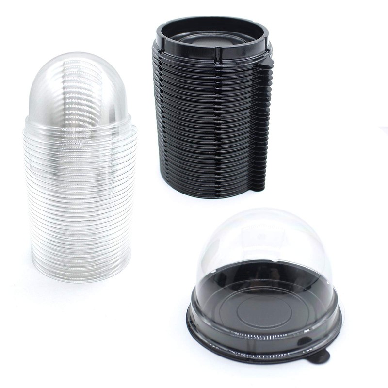 50 Disposable Clear Plastic Cupcake Boxes, Mini Dessert Holders for Mooncakes
