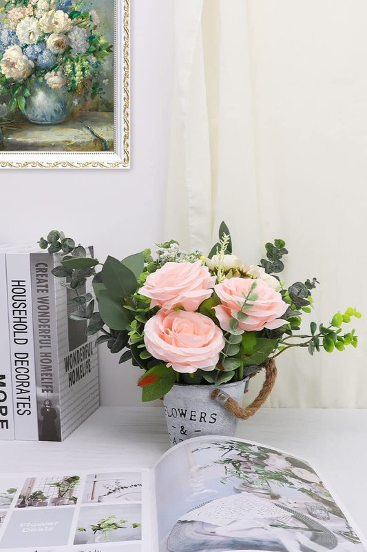 Lvefit Artificial Rose Flower Blush Flowers Pink Roses Silk Flowers 12 Pcs Long gallery