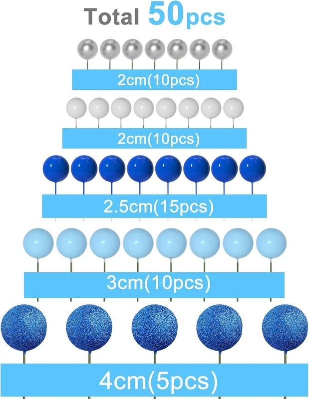 50 Pcs Ball Cake Topper Sticks Mini Balloons for Decorating Supplies Foam Balls gallery
