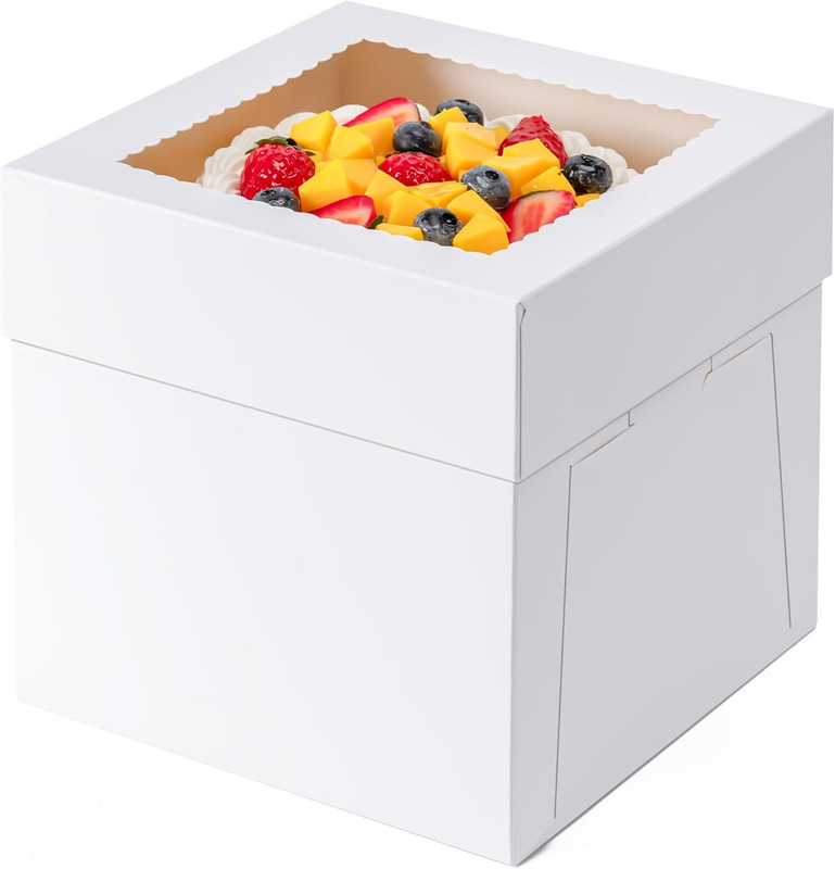 3 Pack Cake Boxes 10 Inch, 10x10x8 Inches Tall Cake Large Box, Disposable Cakes
