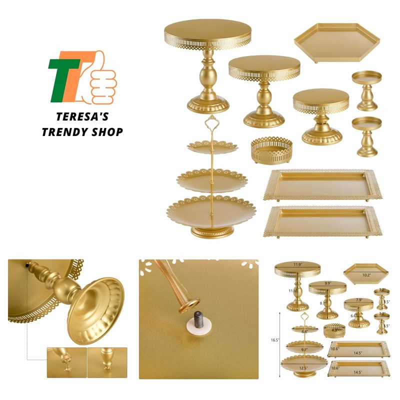 Set of 10 Cake Stand, Metal Cupcake Stand Set with Multiple Combination Style…