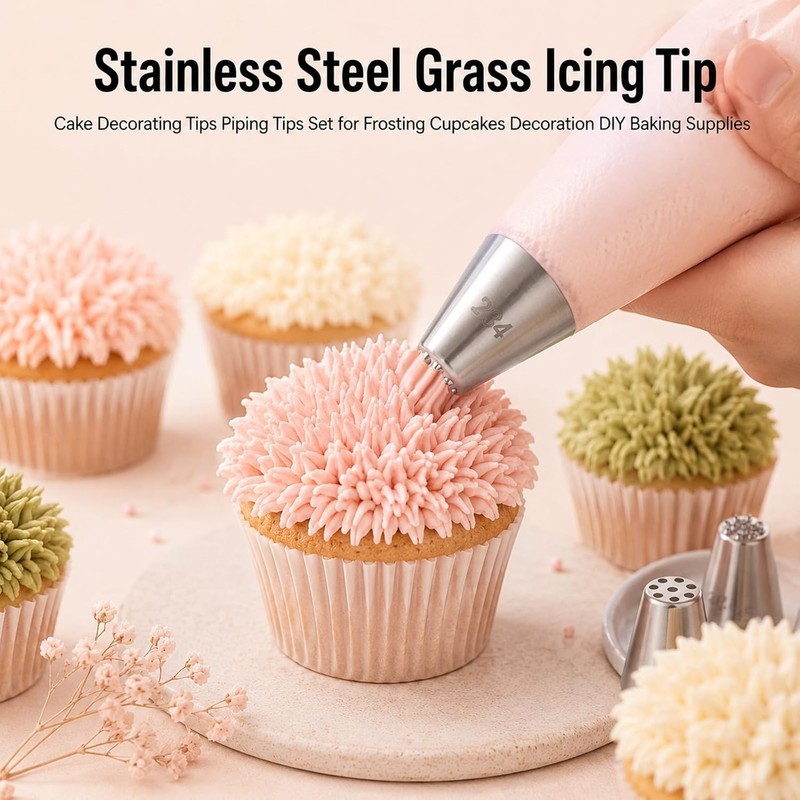 5PCS Grass Piping Tips Set Stainless Steel Icing Nozzles Cake Decorating Tools gallery