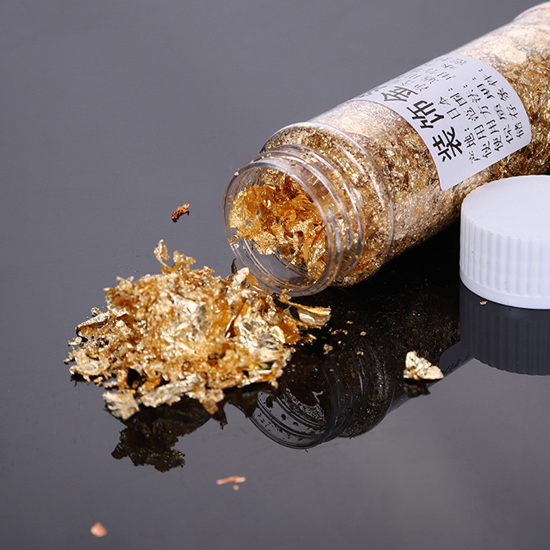 Food Grade Genuine Gold Leaf Schabin Flakes 2g 24K Gold Cake Decorating Toop9