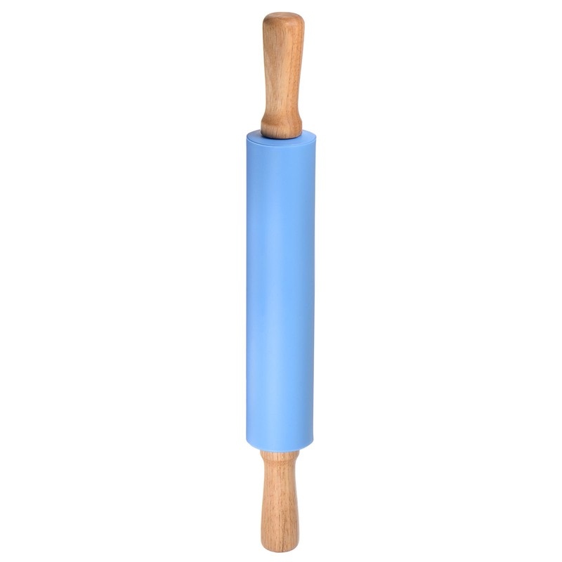 Silicone Pastry Roller 17″ Wood Nonstick Handle Blue