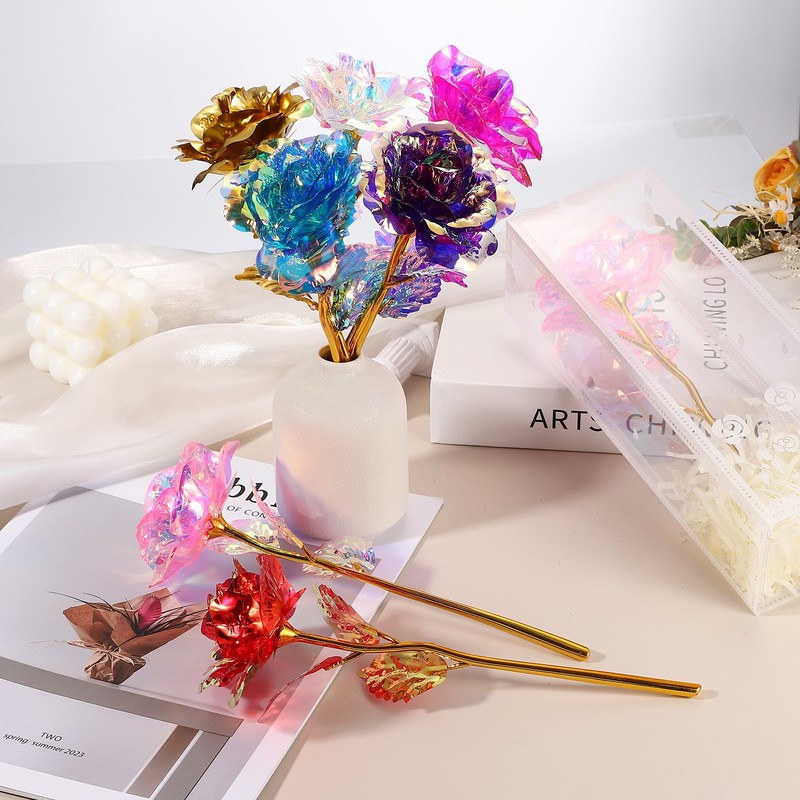 6 Pcs 24K Colorful Gold Rose, Artificial Roses Flowers, Gold gallery