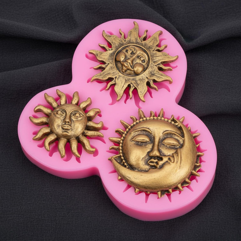Sun Moon Face Fondant Mold, Silicone Clay Molds, Chocolate Mold for DIY Baking S gallery