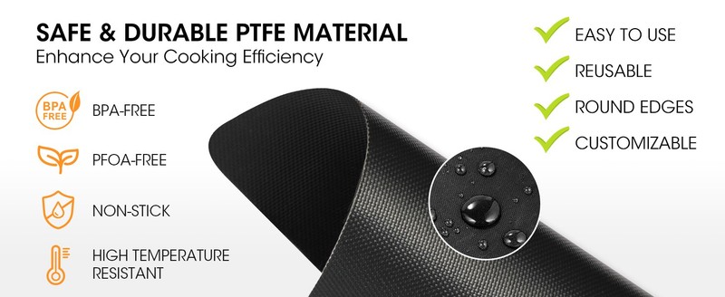Air Fryer Liners, 4 Packs Teflon Oven Liners for Bottom of Oven Compatible with gallery