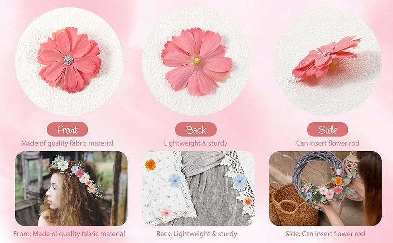 Mini Artificial Flowers for Decorat, 120 Pieces Small Fabric Silk gallery