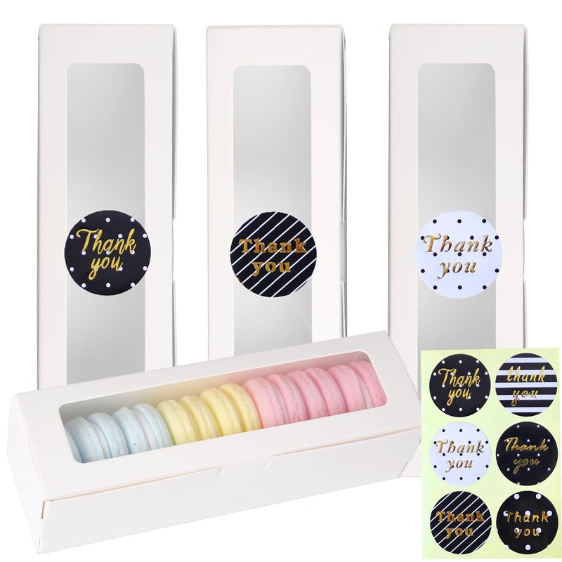 Macaron Boxes with Clear Window Small Bakery Packaging Container 28 Pack