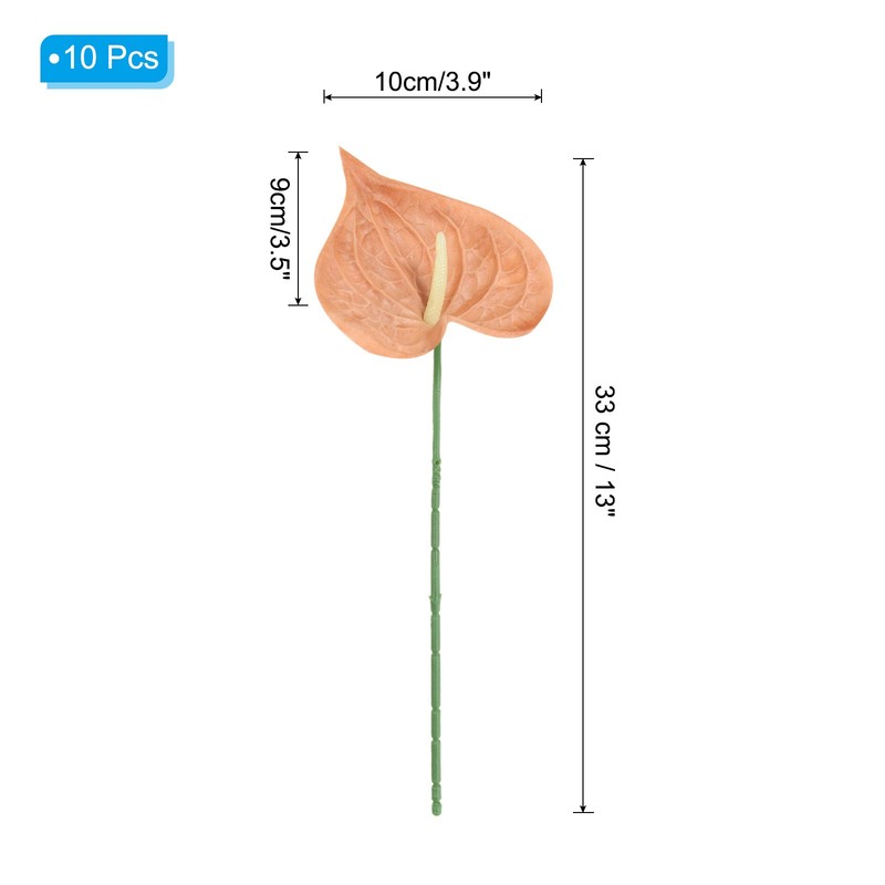 10Pcs 13" Artificial Anthurium Lily Flowers Floral Bouquet Decor, Dark Yellow gallery