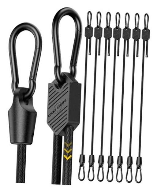 8 Pcs 48 Inch Adjustable Carabiner Bungee Cords with Hooks, Easy to Adjust gallery
