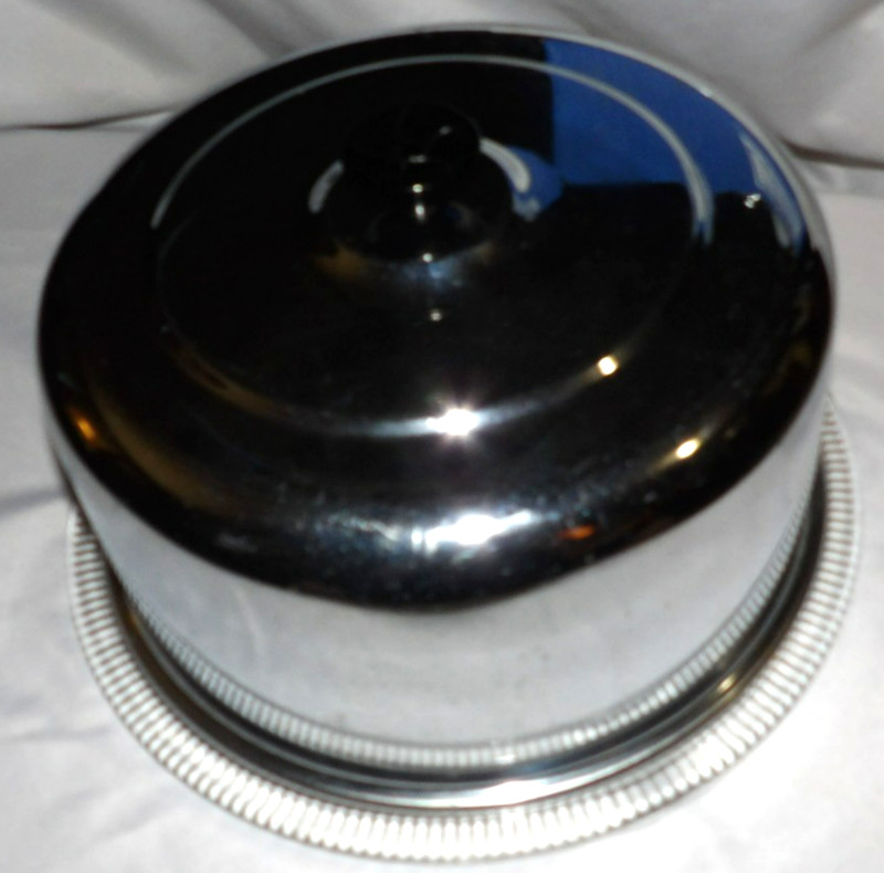 Vintage Everedy KAKE-SAVER Chrome Dome Cover 11"x5" with GLASS Cake Plate 12.5" gallery