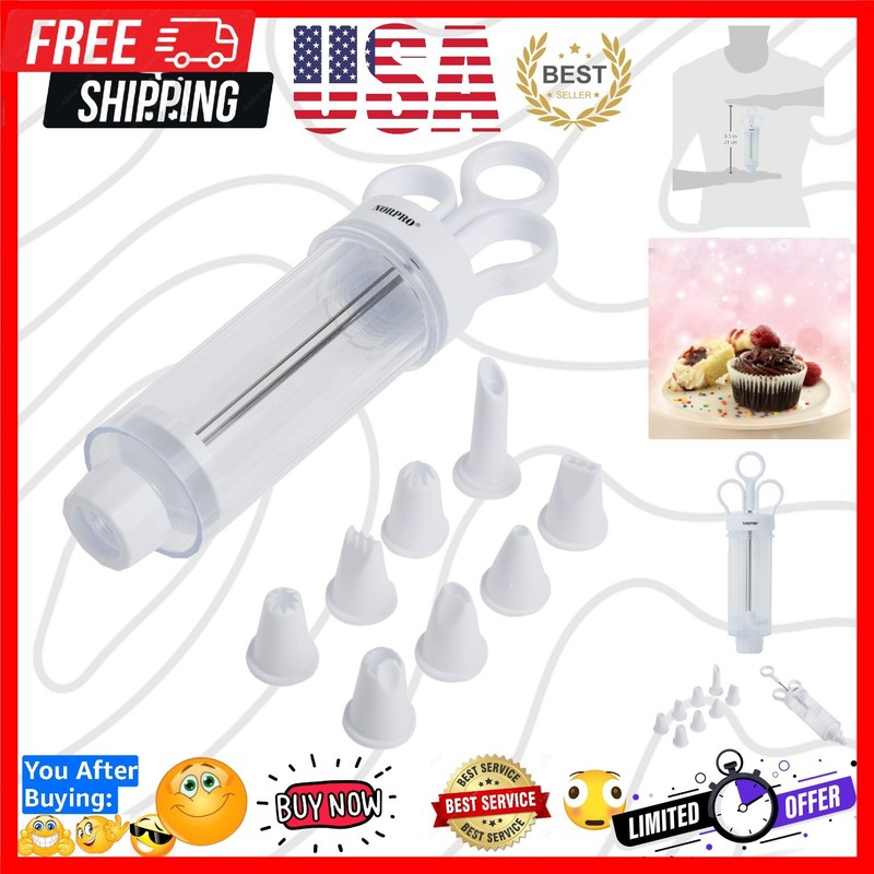 Cupcake Injector/Decorating Icing Set, 9-Piece Set, Stainless Steel, Multicolor