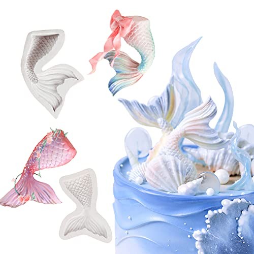 6 Pack Mermaid Tail Mold Silicone Cake Fondant Mold Mermaid Theme Cupcake gallery