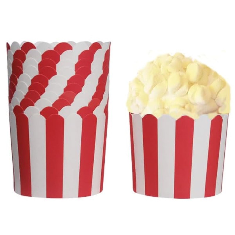 50pcs Paper Cupcake Liners Baking Cups Red White Striped Muffins Cupcake Wrap…
