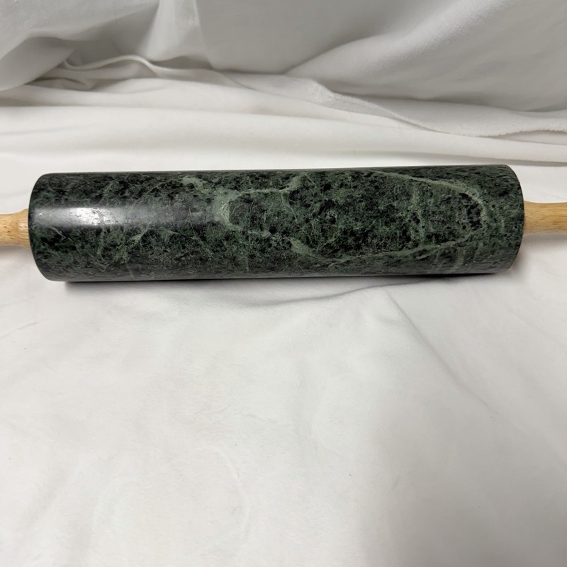 Heavy Marble Stone Rolling Pin easy Grip Wood Handles Gourmet Dark Green gallery
