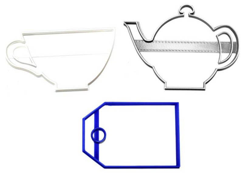 TEA TIME CUP POT HANGING NAME TAG AROMATIC BEVERAGE CURED COOKIE CUTTER PR1178
