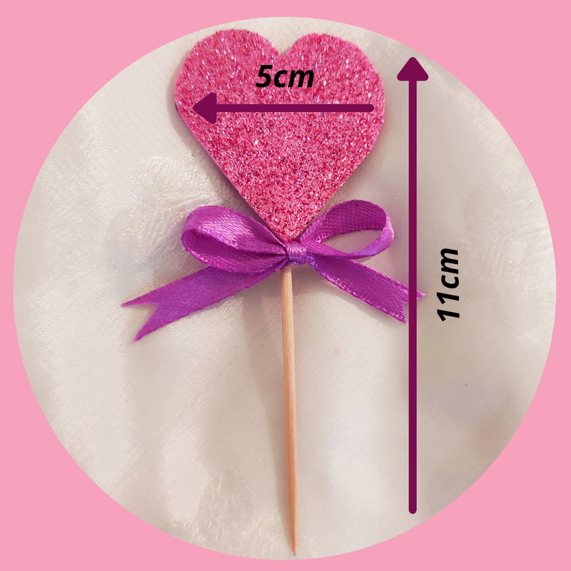 12Pcs Glitter Love Heart Cupcake Toppers Picks Party Cake Decor Birthday Party gallery