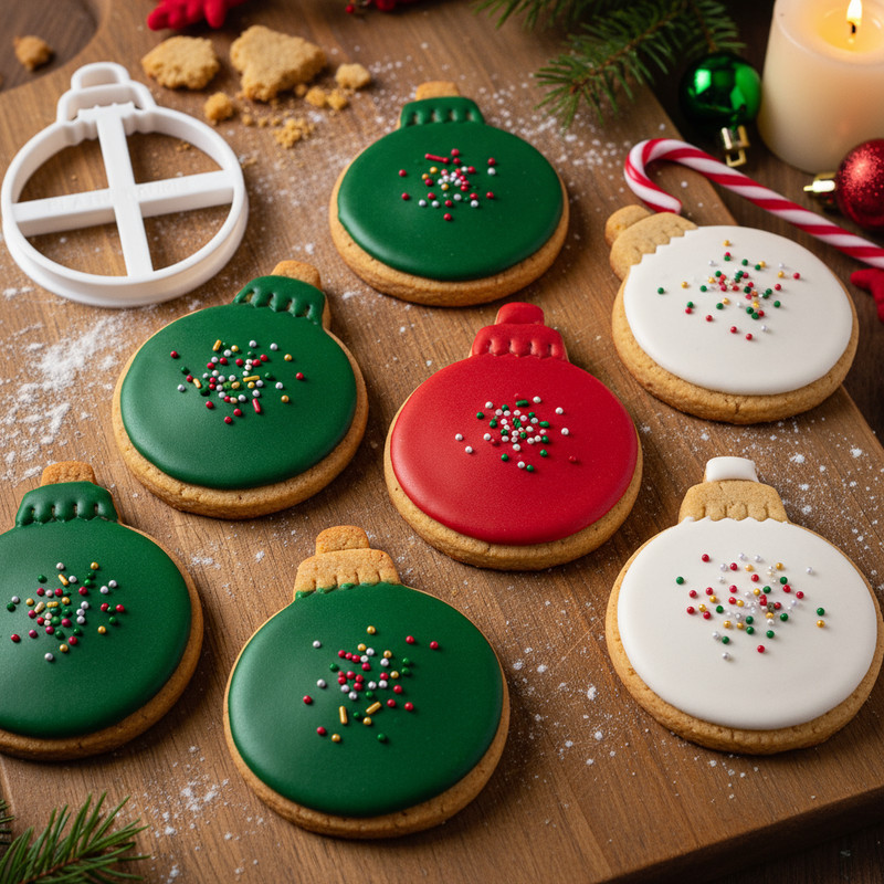 Christmas Bauble Cookie Cutters Set - Xmas Tree globe bubble ornament festive gallery