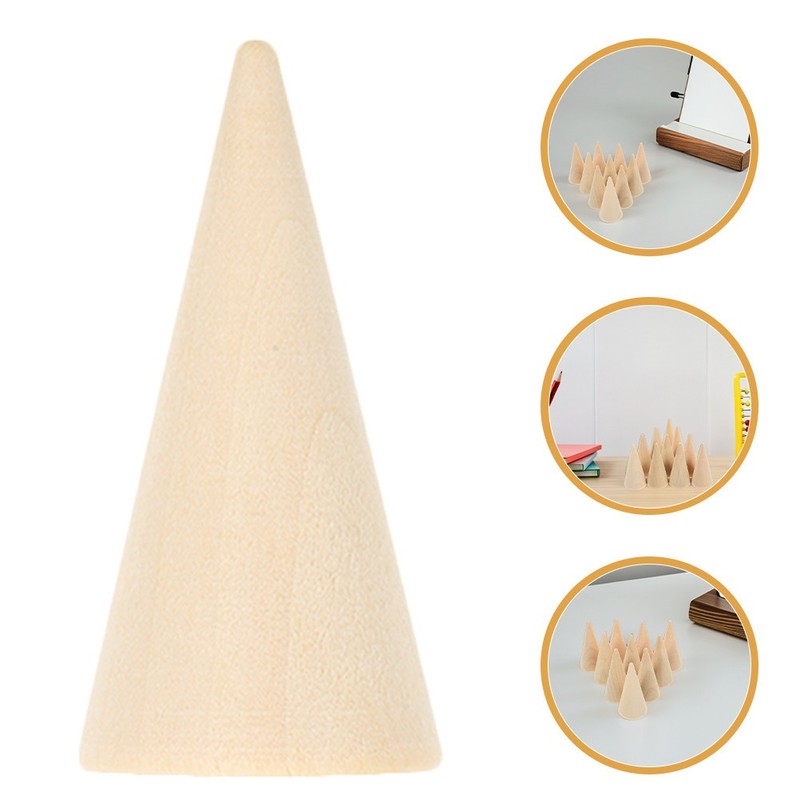 12 Pcs Cone Shaped Wood Craft Wooden for Painting Desk Decoration gallery
