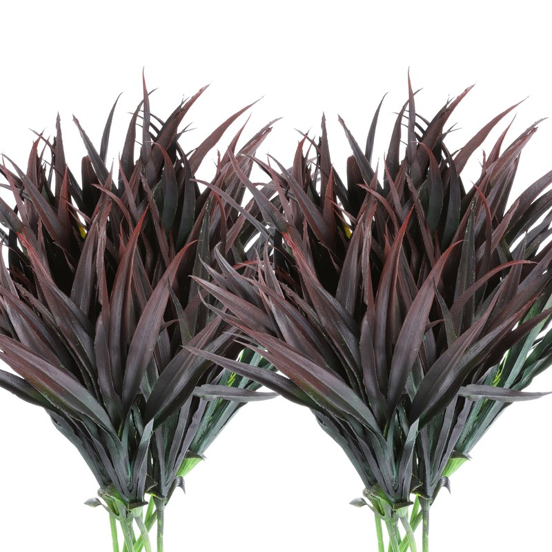 18" Artificial Fake Plants Grass, 12Pcs Plastic Outdoor Fake Grass, Black Green