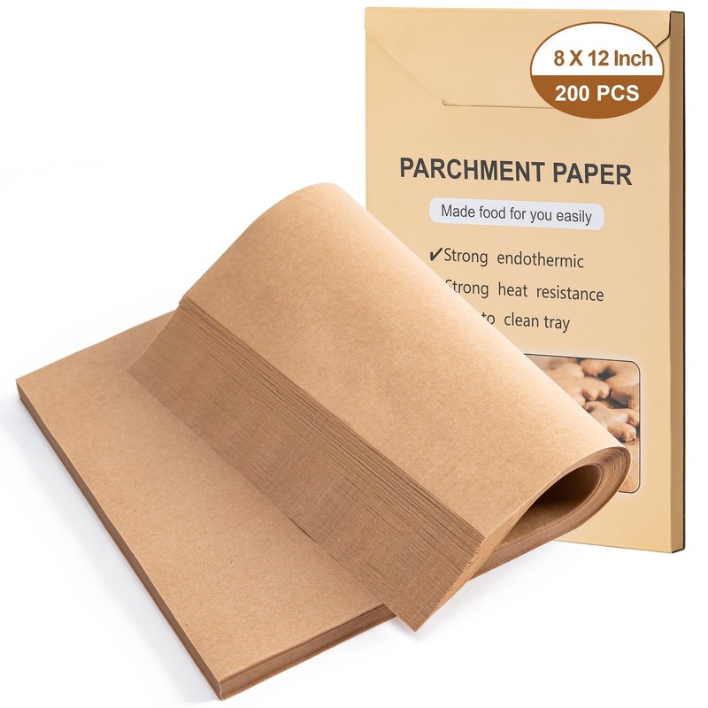 200Pcs Parchment Paper sheets,8 x12 Inches Non-Stick Precut Baking Parchment,…