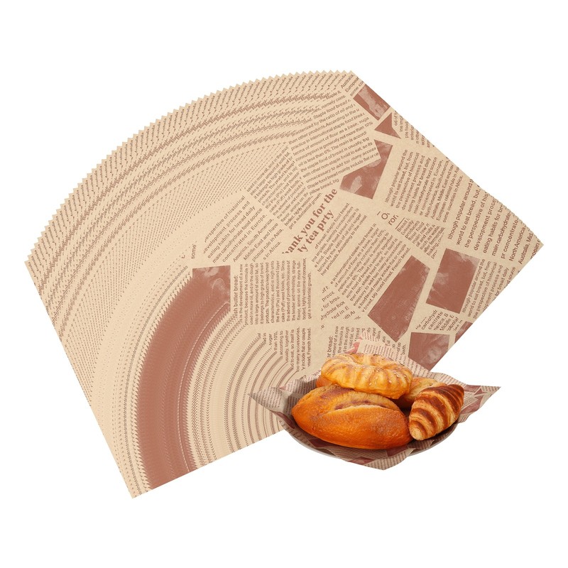 100Pcs Sandwich Wrapping Paper, 7.9×7.9″ Food Basket Liners, Brown (Newspaper)