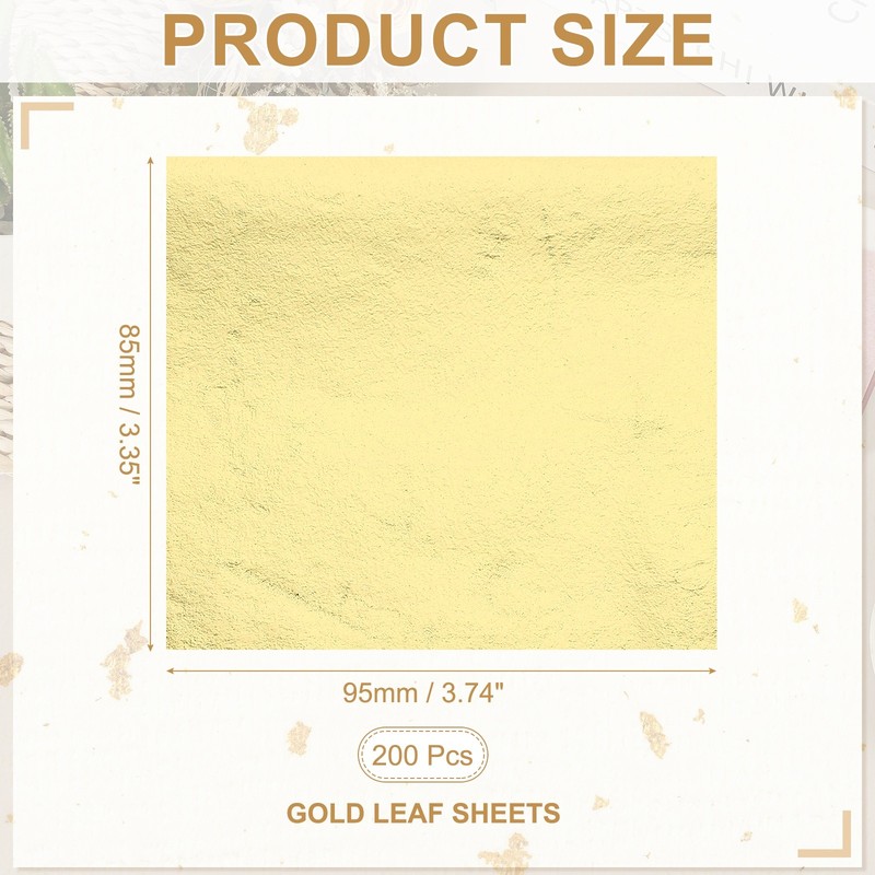 200 Pcs 3.7" x 3.4" Gold Leaf Sheets Gold Foil Sheet Metallic Leaf Paper Gold gallery