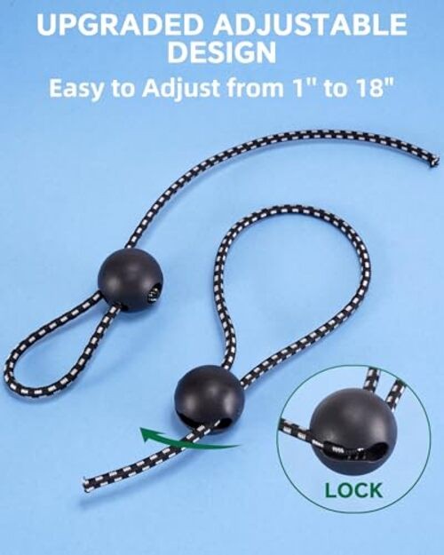 18 Inch Adjustable Ball Bungee Cords, Easy to Adjust from 1" to 18", 40 PCS gallery