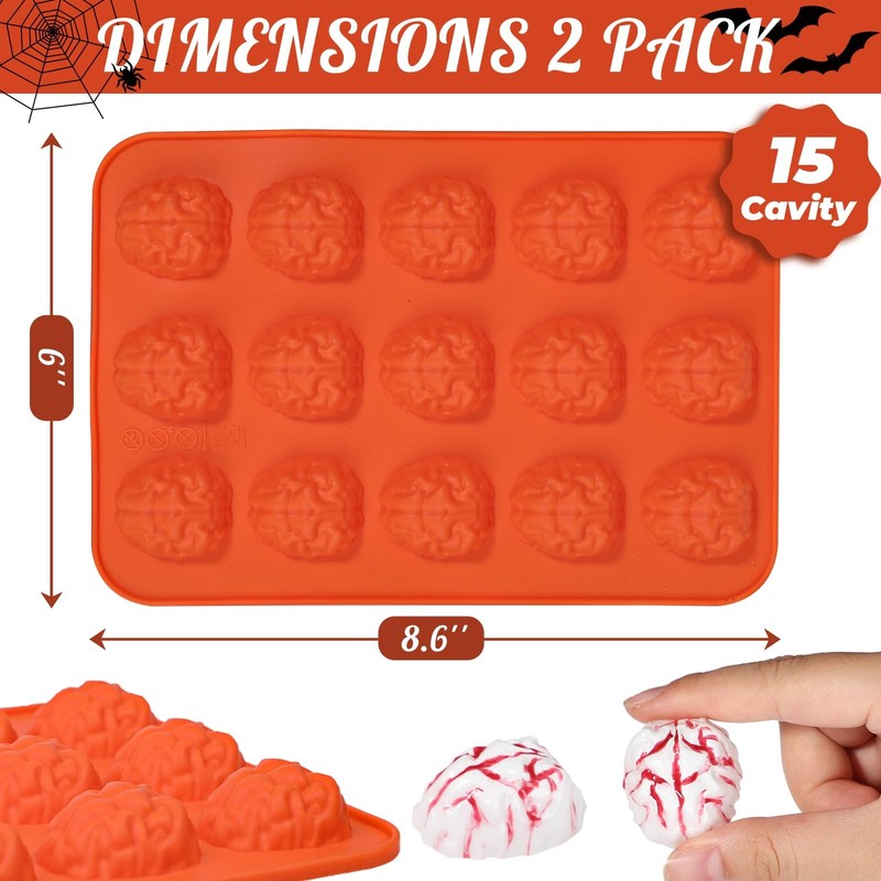 Brain Chocolate Mold, Bite Size Halloween Brain Silicone Molds 15Cavity for H... gallery