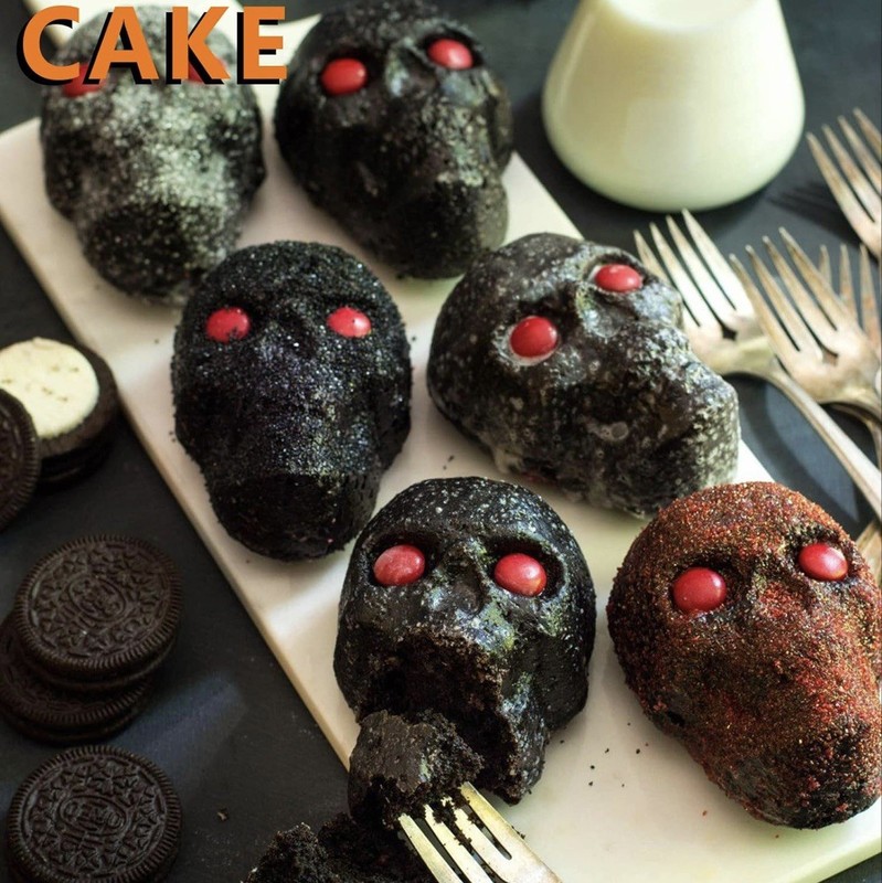 Large Halloween Skull Silicone Cake Mold 2 Pieces 6 Skulls on each Baking Mold gallery