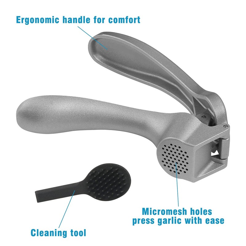 Garlic Press, Mincer Easy-squeeze Ergonomic Handle, Rust Proof, Silver gallery