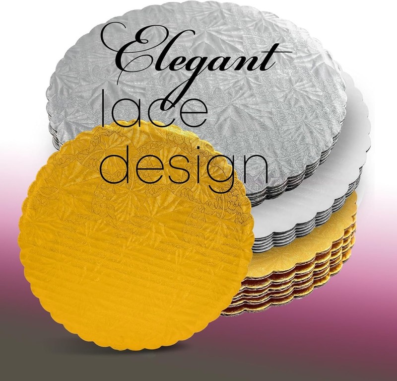 Elegant 6-Inch Silver Round Scalloped Cake Board, Pack of 6 – Perfect for Events gallery