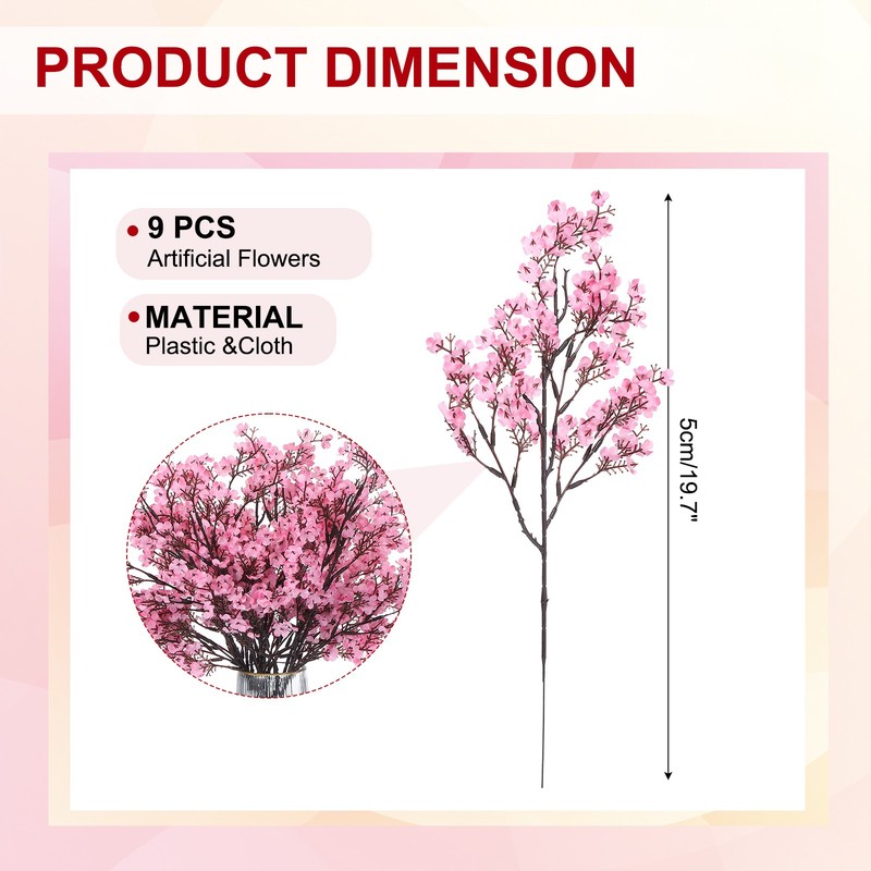 9pcs Breath Artificial Flowers DIY Bouquet Fake Flowers Pink gallery