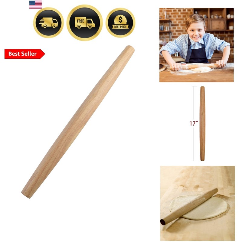 French Rolling Pin 17 Inches –WoodenRoll Pin for Fondant, Pie Crust, Cookie, …