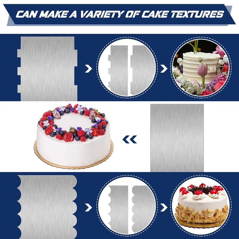 3 Pcs 12 Inch Cake Scraper Smoother Stainless Steel Cake Scraper Metal Large ... gallery