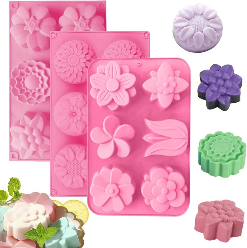 moldes de silicona 3D para jabones gelatina chocolate decoracion reposteria rosa