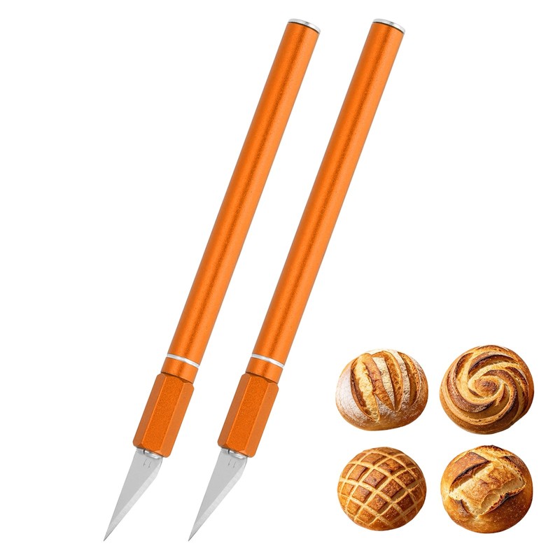 2 Pcs Bread Lame, Sourdough Scoring Tool with Ergonomic Handle, Orange